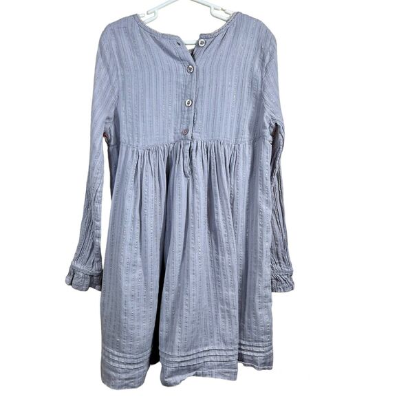 Peek Shiloh Floral Gray Embroidered Metallic Striped Long Sleeve Dress Girls 10 - Picture 2 of 16